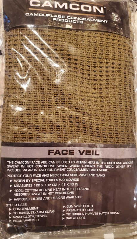 Olive Balaclava/Facemask Face Veil, One Size, Unisex Adults, Item #61040