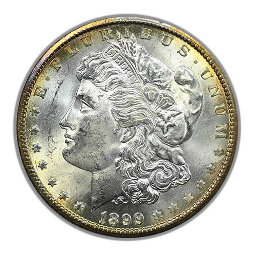 1899-O Morgan Dollar $1 Raw BU Brilliant Uncirculated - RIM TONED!