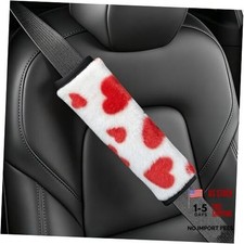 2 Pack Seat Belt Pads Soft Faux Sheepskin Love Car Seat Belt Shoulder Strap Red