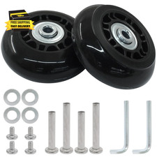 Luggage Wheels Replacement Set of 2, 84Mm X 24Mm, Black, Rubber, Swivel Caster W