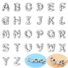 KUNSIR 925 Sterling Silver A-Z Letter Charm For Bracelet Initial Bead Charm DIY