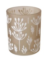 Windlicht Laterne Teelichthalter Glas Beige Weiß Zweigenmotive Ø 9 X H 10 Cm