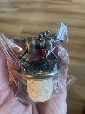 Blanton s Bourbon Whiskey Cork Bottle Stopper Race Horse Jockey Letter  A  Box /