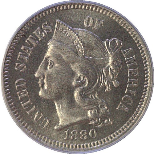 1880 3C Nickel Three Cent PCGS PR-65 CAC - Picture 2 of 3