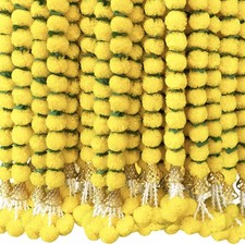 Marigold Garland for Decoration 5 Pcs of 5 feet Long Strands Artificial Marig...