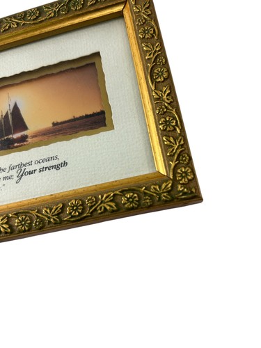 Inspirational Psalm 139:10 Framed Sailboat Ocean Scene Gold Tone Floral Frame - Picture 5 of 6