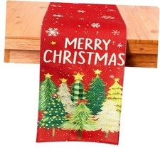 Christmas Red Table Runner 13x72 Inch Xmas Trees Snowflakes Winter Decorative