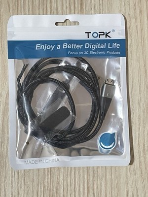 TOPK 3c USB Type C Charging Cable Cord Quick Charge Cables Black