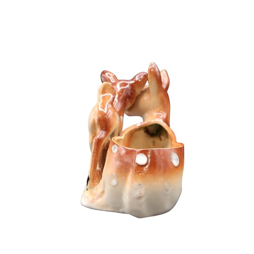 Fioriera cervo e cerbiatto in ceramica vintage 4" ispirazione Disney nonna nucleo cottage core - Foto 3 di 8