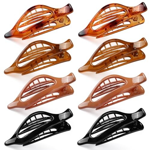 Flat Hair Clips for Women, 8 Pack French Concord Claw Clips for Thick Thin