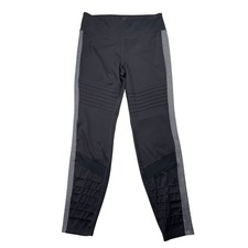Avia Leggings Womens Large 12/14 Gray Heather Black Moto Mesh Inset High Rise