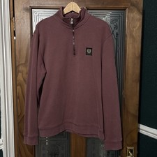 Belstaff Burgundy Quarter Zip Approx 23 Inch Pit To Pit