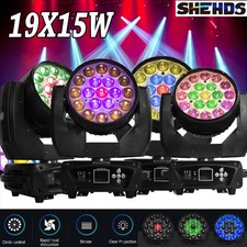 4Pcs 19x15W LED Moving Head Light RGBW 4in1 Beam Wash Zoom Stage Light DJ Party
