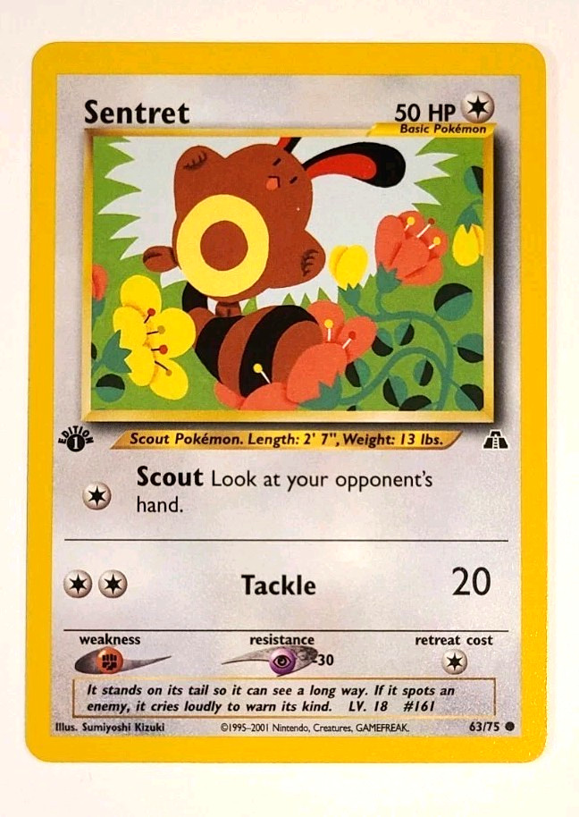 Near Mint - Sentret - Neo Discovery - 63/75 - 1st Edition - Vintage Pokemon Card
