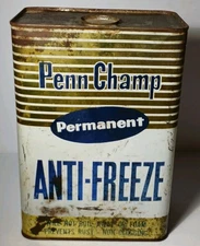 GALLON VINTAGE PENN CHAMP ANTI-FREEZE TIN PENN OIL BUTLER PENNSYLVANIA OIL CAN