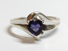 Size N Sterling Silver 925 ring ladies purple solitaire heart shaped stone gift