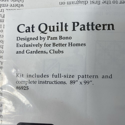 New Oldstock BHG “Cat Quilt" Appliqué Quilt Pattern Size 89”x99” Vintage Uncut - Picture 4 of 6