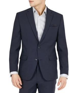 Bar Iii Mens Slim fit Suit Jacket Blazer 46 R Navy Blue Solid Stretch