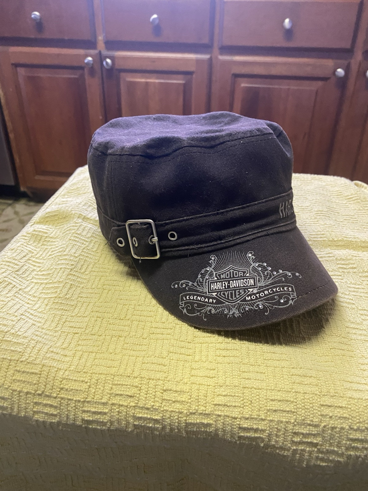 Harley Davidson Womens Gray Newsboy Cadet Cap Stylish Biker Hat  