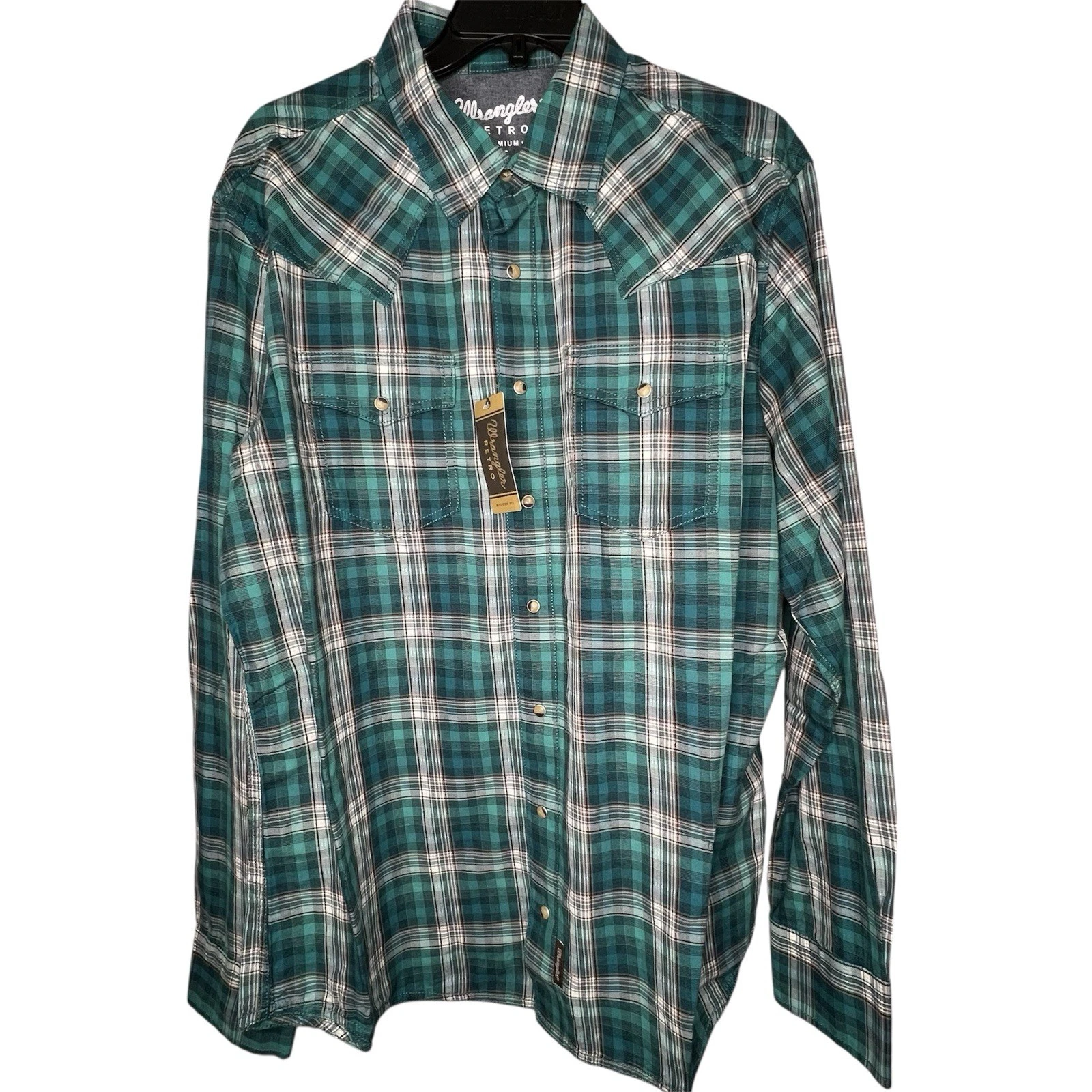 NEW WRANGLER Retro Premium Western Snap Green/Black Men Various Sz XLT