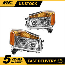 2x Headlights Assembly For 2004-2015 Nissan Titan 05-2007 Nissan Armada Chrome