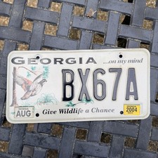 Expired Georgia Give Wildlife A Chance Quail License Plate BX67A   2004 decal