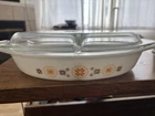 Vintage Pyrex Town And Country Divided Casserole Dish With Lid 1 1/2 QT