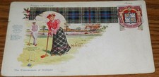 Clanswomen of Scotland Clan Davidson, c1910 Croquet Game Badge Holly Postcard T5