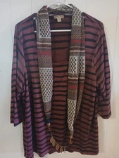 Energe Top Womens 2X  Floral Beaded Scarf  Retro  Y2K Boho Cottage Fall Winter