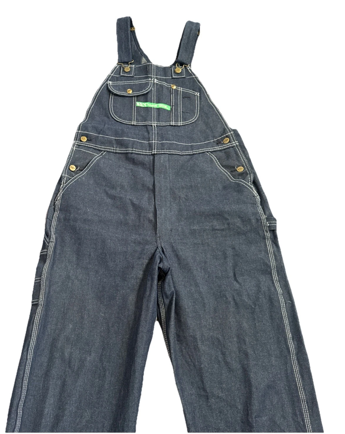Key Imperial Denim Bib Overalls Mens 34x36 Blue Jean Carpenter Workwear Farmer
