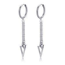Punk Jewelry Stainless Steel Huggie Hinged Earrings Spike Triangle Dangle Drop E