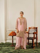 Beautiful Light Pink Pure Chinon Top Palazzo And Dupatta For Reception Wear