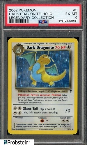 2002 Pokemon Legendary Collection #5 Dark Dragonite Holo PSA 6 EX-MT