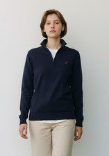 Nautica Kids Unisex Quarter Zip Long Sleeve Pullover T-Shirt Navy Size M 10-12