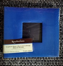 Recollections 8x8 Blue Cloth Scrapbook Album CD Pocket 10 Pages 10 Extra