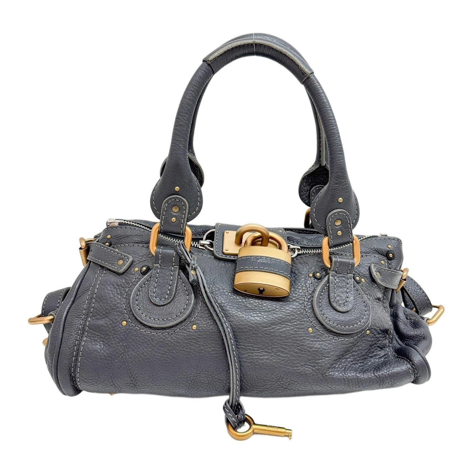 Chloe — CHLOÉ Paddington Grey Leather Two Way Bag