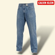 Vintage Calvin Klein Easy Fit Jeans 33x32 Mens Double Stone Wash Blue Denim 90s