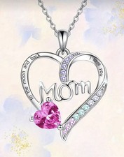 Pendant Heart Mom Necklace I Love You White K Plated Pendant /Chain Mothers Day