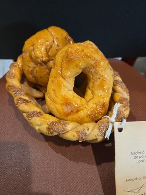 French Canadian Lacquard Bread Basket With Bagel And Bun- Made In Quebec