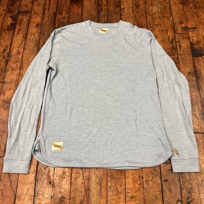 Tracksmith Rapid Transit Crew Top Medium Blue Merino Wool Running Fall