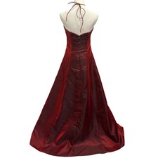 sachin and babi light blue dress Wine Red Velvet Long Puffy Sleeves Prom Dress, Wine Red Wedding Party Dress Custom Size / Wine Red main image 1