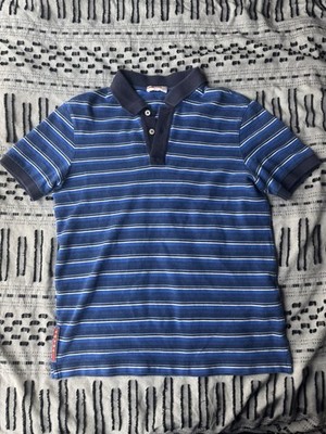 Vintage Prada Sport Blue Striped Polo Short Sleeve Shirt | eBay
