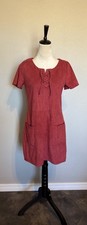 Hollister Women's Faux Suede Mini Dress Chore Pockets Maroon Red Size Medium