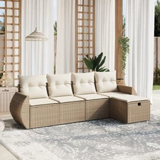 Garden Sofa Set Beige Poly Rattan Large Garden Sofa Set