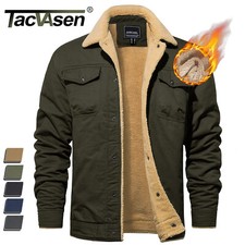 Mens Winter Trucker Jacket Sherpa Fleece Lined Coat Casual Warm Work Cargo Coats