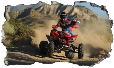 Mad Quad Dirt Bike 3D Magic Window Wandbild selbstklebendes Vinyl Poster V4