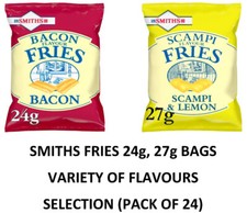 SMITHS FRIES Bacon, Scampi & Lemon Flavoured Crisps 24g, 27g Bags (PACK OF 24)