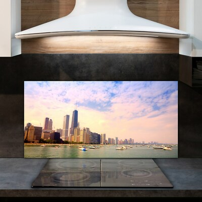 Küchenrückwand Fliesenspiegel ESG Deko Glas 120x60 Chicago Horizont Stadt