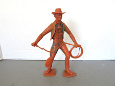 VTG 1954 LOUIS MARX  CO. PLASTIC TOY COWBOY FIGURE W/LASSO USA 5.75"H