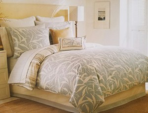 New Nautica Light Blue Grass Tropical Fern 4 Piece Queen Comforter